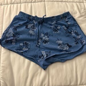 Blue, floral shorts